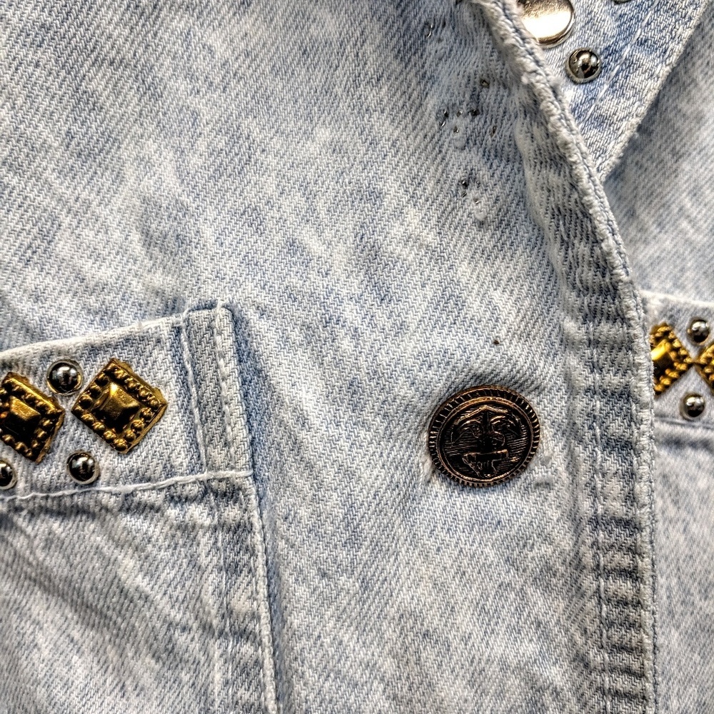 Western Glam Vintage 80's Bedazzled Jean Jacket - Picture 7 of 8